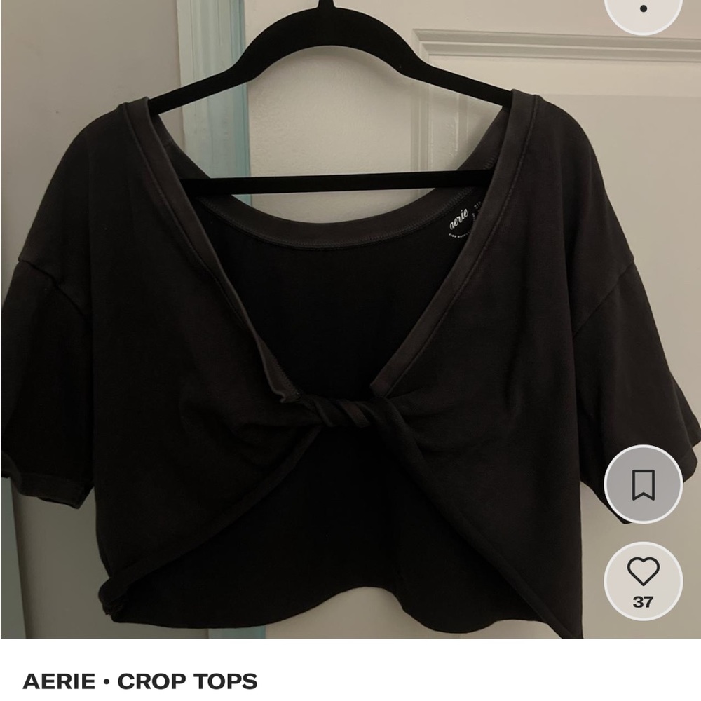 aerie black tie crop top reversible